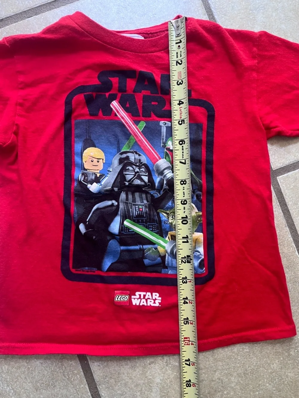 2015 Lego Star Wars Kids T Shirt XS 4/5 Darth Vader Yoda Boys Short Sleeve Tee
